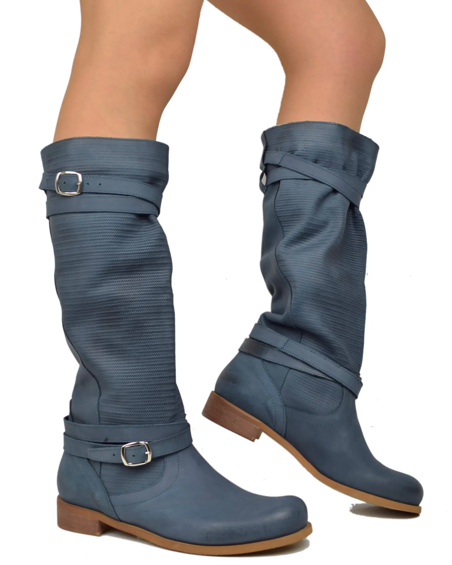 Summer Nubuck Boots – Vintage Blue, Made in Italy