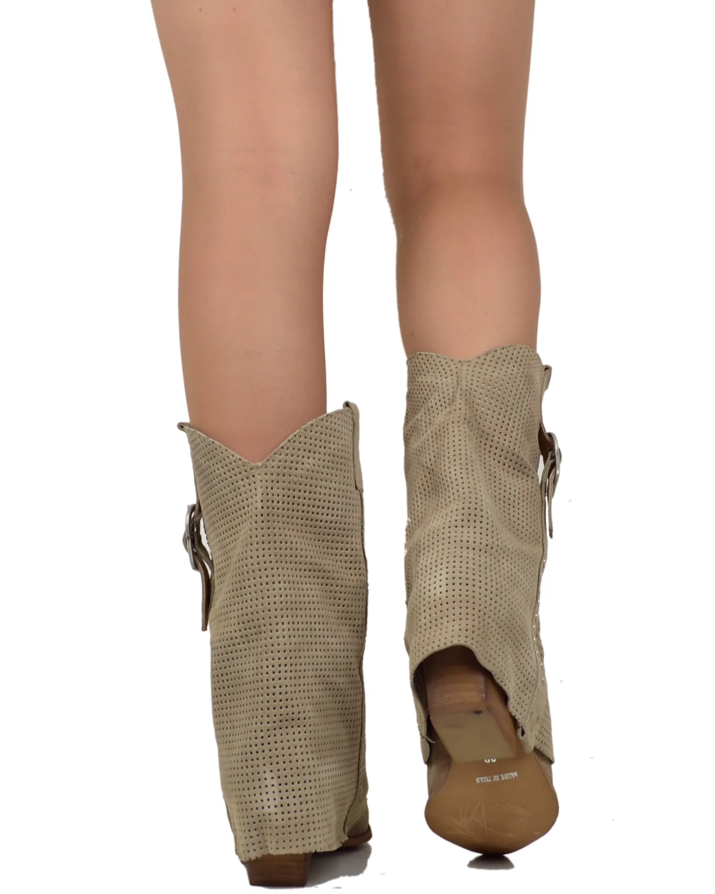 Summer Western Boots with Perforated Gaiter, Wide Shaft, and Suede Lea