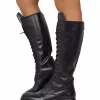 Super High Lace-Up Amphibians with Back Zip GENUINE LEATHER 17 Eyelets