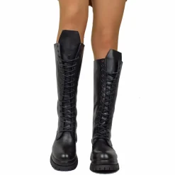 Super High Lace-Up Amphibians with Back Zip GENUINE LEATHER 17 Eyelets
