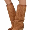 Tall Perforated Cowboy Boots – Summer Edition, Genuine Leather, Leathe