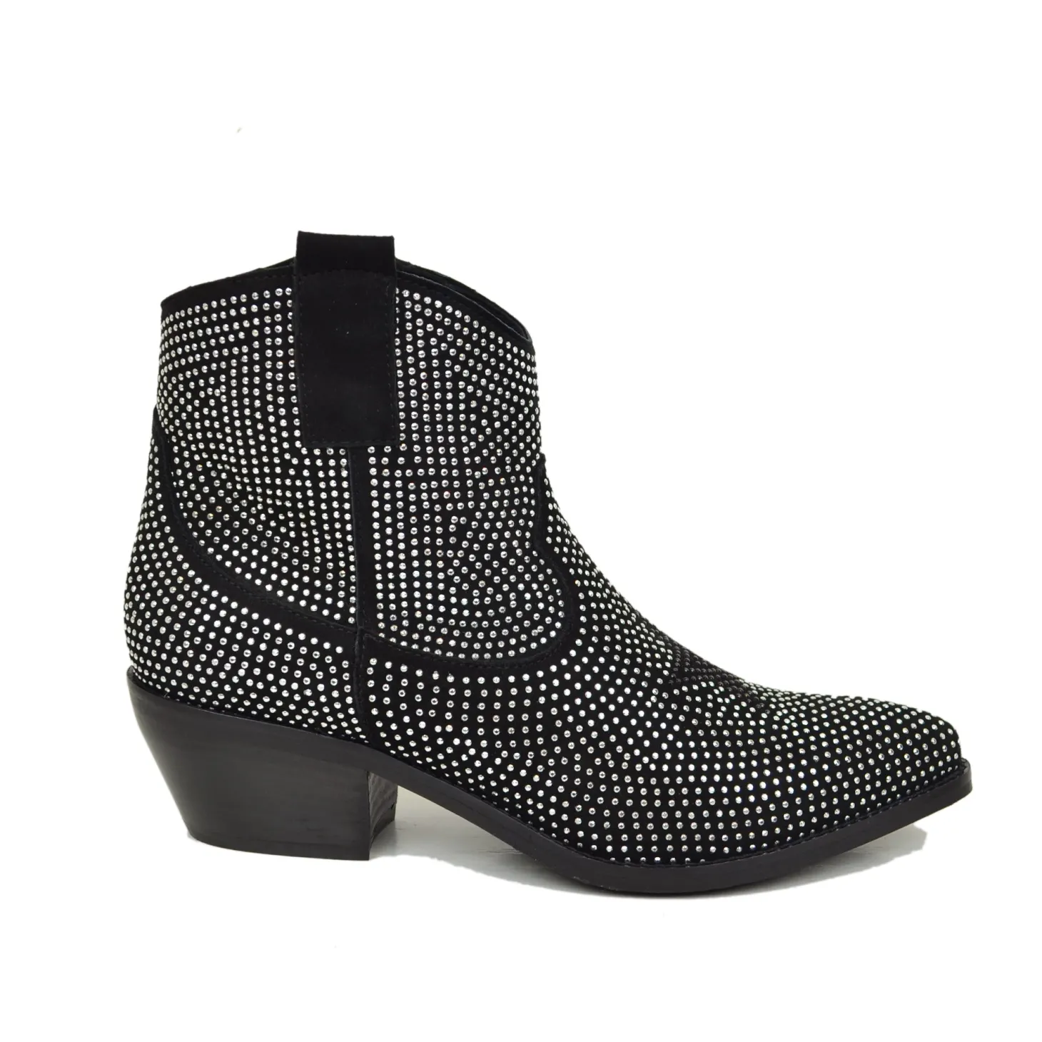 Texanini Tempestati di Strass con Stella Zip Laterale Neri