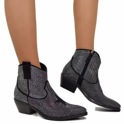 Texanini Tempestati di Strass con Stella Zip Laterale Neri