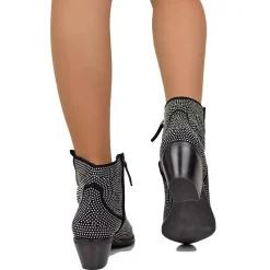 Texanini Tempestati di Strass con Stella Zip Laterale Neri