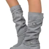 Vintage Grey Nubuck Leather Boots – Made in Italy