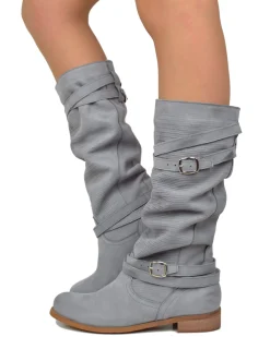 Vintage Grey Nubuck Leather Boots – Made in Italy