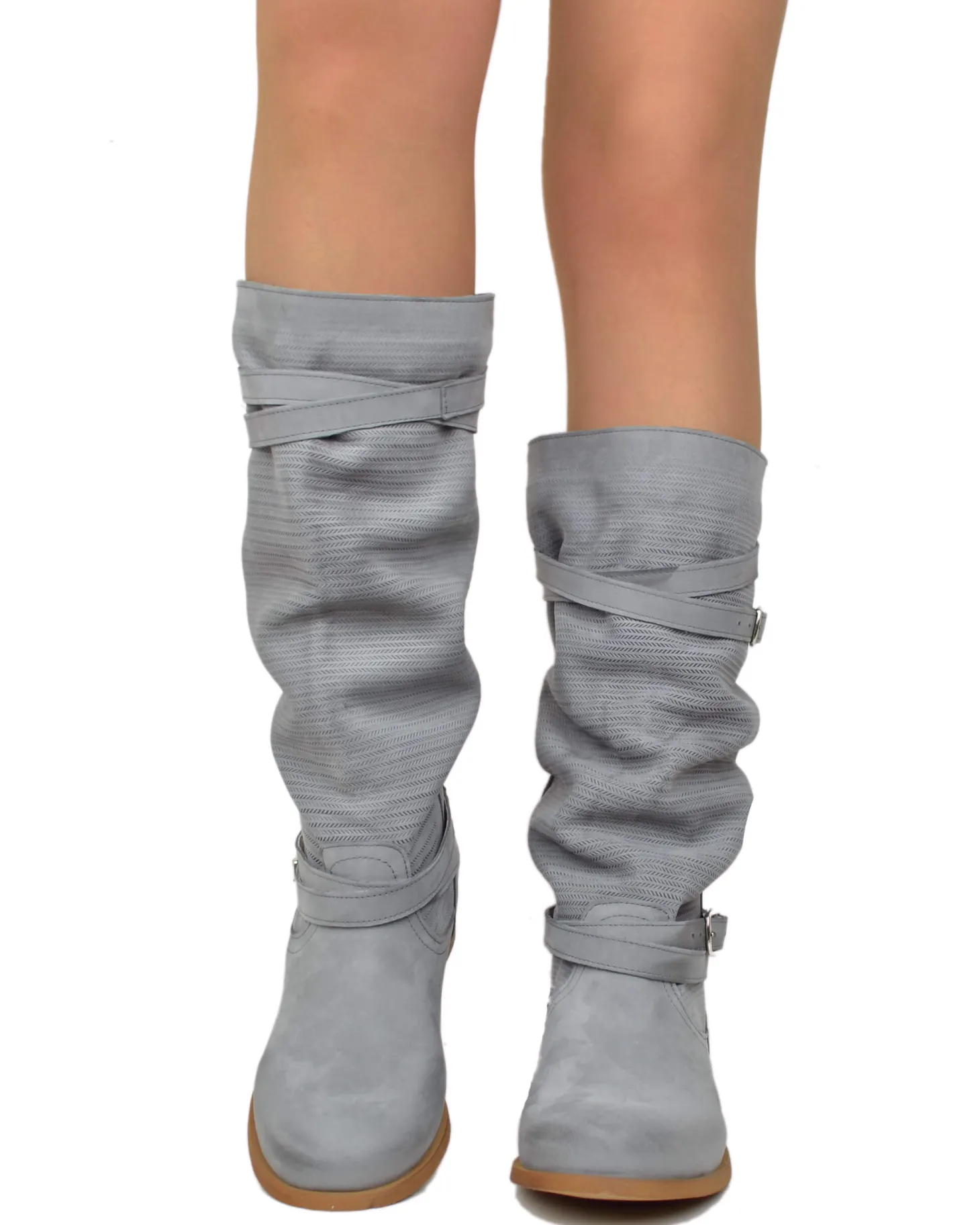 Vintage Grey Nubuck Leather Boots – Made in Italy