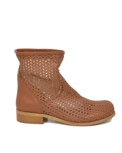 Women's Perforated Ankle Boots in Leather Made in Italy Leather