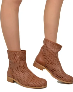 Women's Perforated Ankle Boots in Leather Made in Italy Leather